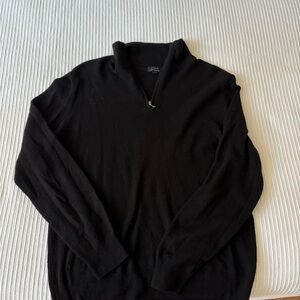 J. Crew Men's Black Cashmere Quarter Zip Sweater